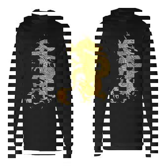 黄金龍 龍 幸運 富裕 幸せ 星 長袖Tシャツ - Kawaiitshirt