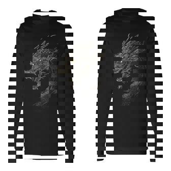 黒龍モチーフ 神話上の作品 黒龍 長袖Tシャツ - Kawaiitshirt