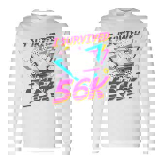 90年代 ノスタルジー レトロ 90年代 ダイヤルアップ インターネット ヴィンテージ 長袖Tシャツ - Kawaiitshirt