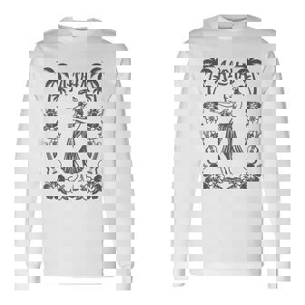 Aloha ハワイ ダンサー ヤシの木 ハイビスカス ウクレレ ルアウ ラインアート 長袖Tシャツ - Kawaiitshirt