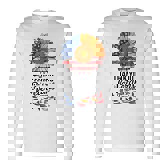American Pride Sunflower Patriotic Memorial Day Tee Long Sleeve T-Shirt | Mazezy