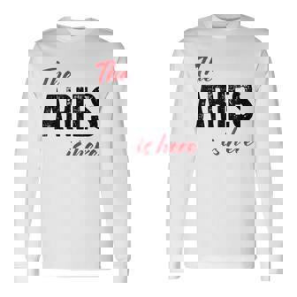 The Aries Is Here Astrology Long Sleeve T-Shirt | Mazezy