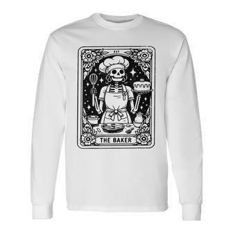 The Baker Tarot Card Skeleton Baking Skull Cook Witchy Chef Long Sleeve T-Shirt - Thegiftio