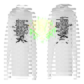 Baseball Drip Camo Home Plate Boys Sports Cool Game Day Drip Long Sleeve T-Shirt - Monsterry