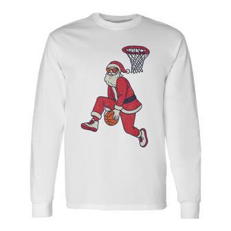 Basketball Christmas Santa Xmas Long Sleeve T-Shirt - Thegiftio UK