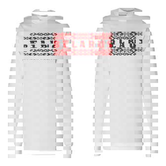 Belarus Traditional Red Ornament Pattern Flag Tank Top Long Sleeve T-Shirt | Mazezy