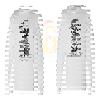 Boxer Dog Christmas Lights Santa Xmas Pet Dog Lover Long Sleeve T-Shirt - Seseable