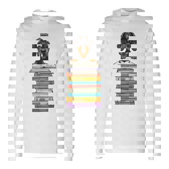 Carino Wiener Cane Bassotto Letturaul Mucchio Di Libri Divertente Maglietta a maniche lunghe - Novitaregali