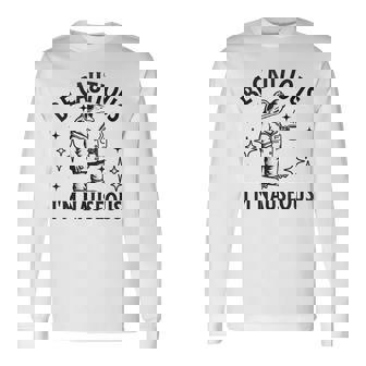 Be Cautious I'm Nauseous Gastroparesis Frog Tummy Ache Long Sleeve T-Shirt | Mazezy