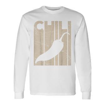 Chili Pepper Vintage Spicy Food Lover Retro Foodie Long Sleeve T-Shirt | Mazezy