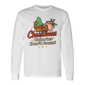 Christmas Calories Don’T Count Retro Xmas Baking Long Sleeve T-Shirt - Thegiftio UK