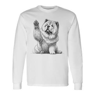 Cute Chow Chow Dog Raising Paw Long Sleeve T-Shirt - Thegiftio UK