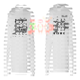 Cute Christmas Foxes Holiday Lights Antlers Long Sleeve T-Shirt - Thegiftio