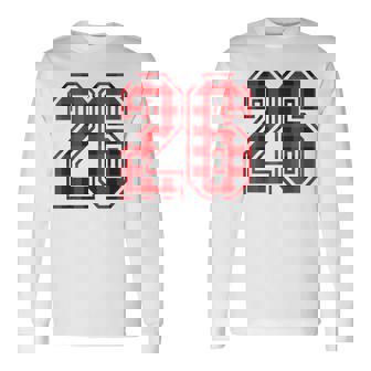 Cute Number 26 Christmas Red Plaid Pattern 26 Unform Jersey Long Sleeve T-Shirt - Monsterry