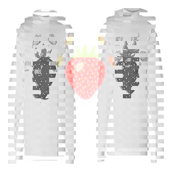 Cute Strawberry Butterflies Strawberry Fruit Graphic Long Sleeve T-Shirt | Mazezy