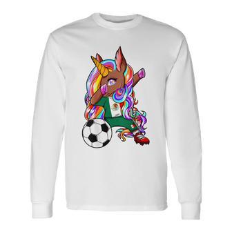 Dabbing Licorne Mexique Football Mexicain Joueur De Dab T-shirt à manches longues - Cadeauxyz