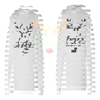 Dada Reindeer Christmas First Birthday Matching Family Dad Long Sleeve T-Shirt | Seseable FR