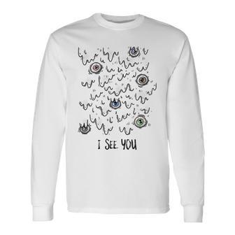 Diseño De Múltiples Ojos Ojos Espeluznantes Y Espeluznantes Camiseta de manga larga - Regaloses
