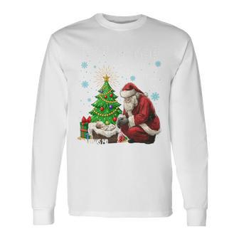 Every Knee Shall Bow Baby Jesus Kneeling Santa Long Sleeve T-Shirt - Thegiftio