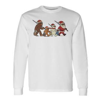 Fishing Christmas Vintage Sasquatch Santa Xmas Long Sleeve T-Shirt - Thegiftio UK