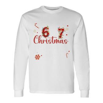 67 Christmas Pajamas Six Seven Meme Tri-Blend Long Sleeve T-Shirt - Thegiftio UK