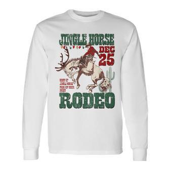 Giddy Up Jingle Horse Santa Cowboy Western Christmas Rodeo Long Sleeve T-Shirt | Mazezy