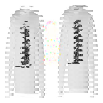 Great Dane Christmas Santa Hat Fairy Lights Pajama Dog Lover Long Sleeve T-Shirt - Thegiftio