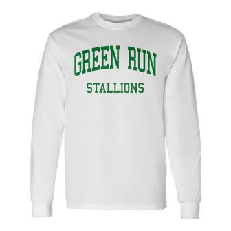 Green Run High School HS Virginia Beach VA Retro Long Sleeve T-Shirt | Mazezy