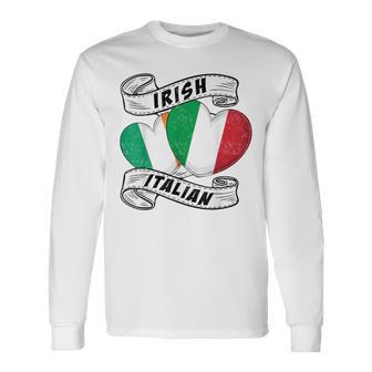 Half Irish Half Italian Ireland Italy Flag St Patrick's Day Long Sleeve T-Shirt | Mazezy