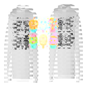 Horror Ice Cream Pops Summerween Halloween Candy Kids Long Sleeve T-Shirt | Mazezy