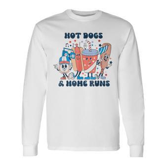 Hot Dogs And Home Runs Hot Dog Baseball Touchdown Long Sleeve T-Shirt - Thegiftio UK