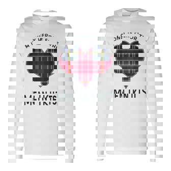 I'm Only Here For The In Kilts タータンチェック ハート 長袖Tシャツ - Kawaiitshirt