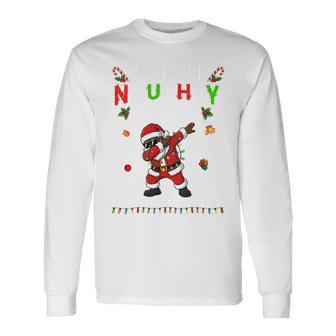 I'm On The Naughty List Christmas Santa Claus Black Dabbing Long Sleeve T-Shirt - Monsterry