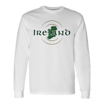 Ireland Republic Emerald Isle Irish Map Long Sleeve T-Shirt - Thegiftio UK