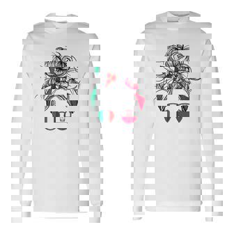 Italian Polish Flag Messy Bun Sunglasses Italy Poland Tank Top Long Sleeve T-Shirt | Mazezy