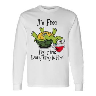 It's Fine I'm Fine Everything Is Fine Cute Xmas Turtle Long Sleeve T-Shirt - Thegiftio UK