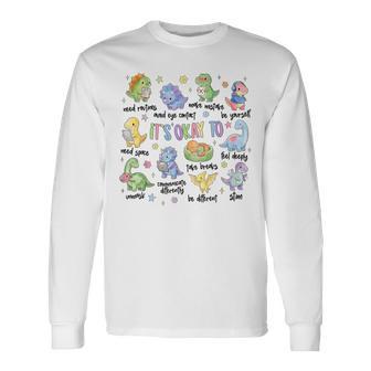 It's Ok To Be Different Autism Dinosaur Autism Awareness Long Sleeve T-Shirt - Thegiftio UK