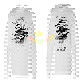 Junenth まつげ アフリカの目 美しい 長袖Tシャツ - Kawaiitshirt