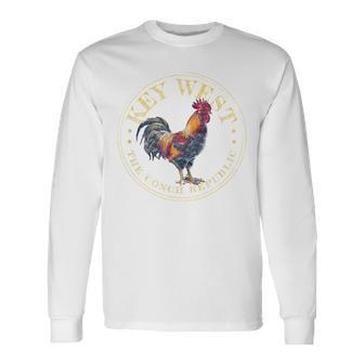Key West Rooster Fl The Conch Republic Souvenir Small Blue Long Sleeve T-Shirt - Thegiftio