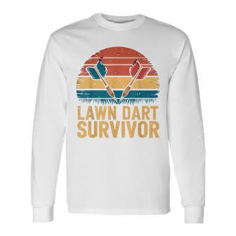 Lawn Dart Survivor Outdoor Games Yard Dart Player Lawn Darts Long Sleeve T-Shirt | Mazezy