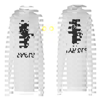 I Love Cats シャツ キュート 黒猫好き キッズ 子猫 長袖Tシャツ - Kawaiitshirt