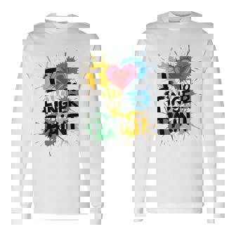 I Love To Finger Paint Couples Art Teacher Finger Painting Long Sleeve T-Shirt | Mazezy