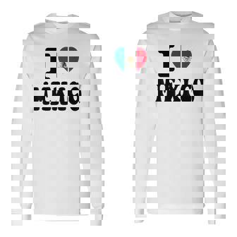 I Love Mexico ハートフラッグ レトロ 旅行 お土産 長袖Tシャツ - Kawaiitshirt