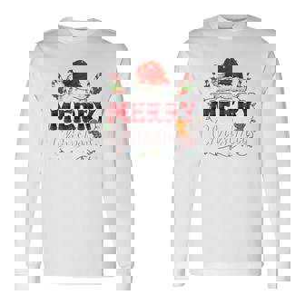 Merry Christmas Buffalo Plaid Red Santa Family Xmas Pajamas Tri-Blend Long Sleeve T-Shirt - Monsterry