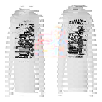 Mr Cute Monkey Mechanic Sunglasses Working On Vintage Truck Long Sleeve T-Shirt | Mazezy