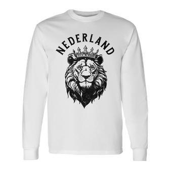 Nederland Netherlands Lion Dutch Holland Vintage Orange Long Sleeve T-Shirt - Thegiftio UK