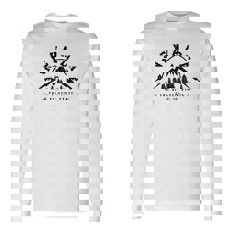Nevada Est 1864 Vintage Mountains Nature Outdoor Long Sleeve T-Shirt | Mazezy