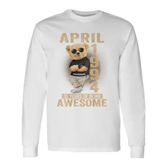 On Back 1994年4月 32歳の誕生日 32歳 テディベア 長袖Tシャツ - Kawaiitshirt