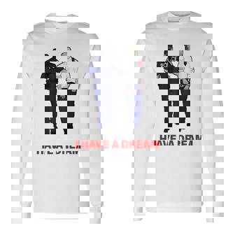 On Back I Have A Dream Trump Police 格言 男性 長袖Tシャツ - Kawaiitshirt