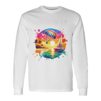 Parasailing Parachute Wind Surfing Couple Honeymoon Premium Long Sleeve T-Shirt | Mazezy